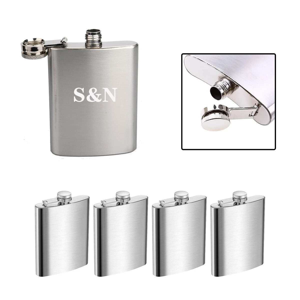 8 oz Stainless Steel Outdoor Hiking Adventure Hip Flask, custom water bottle with logo imprint 1