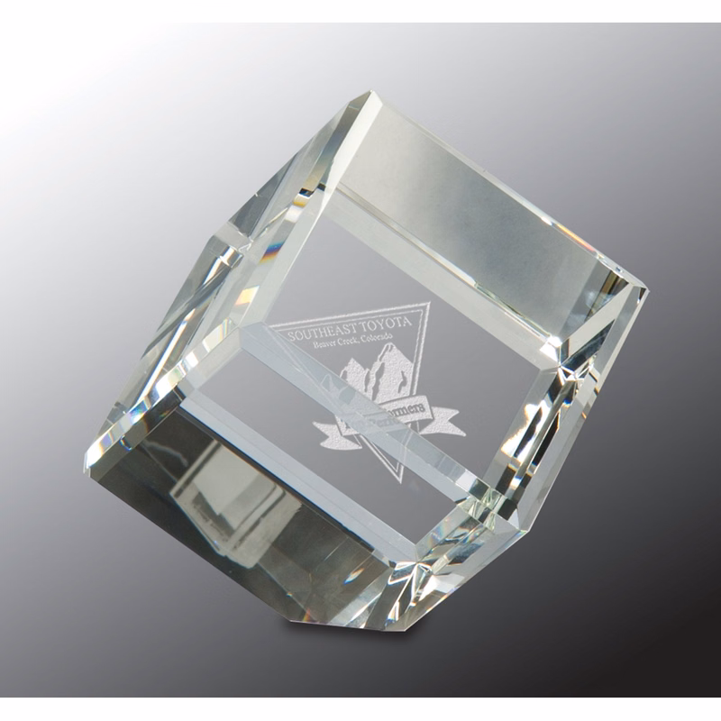 3" x 3" Crystal Cube Crystal Award