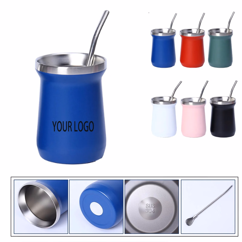 6oz Mate Tea Stainless Steel Cup With Straw