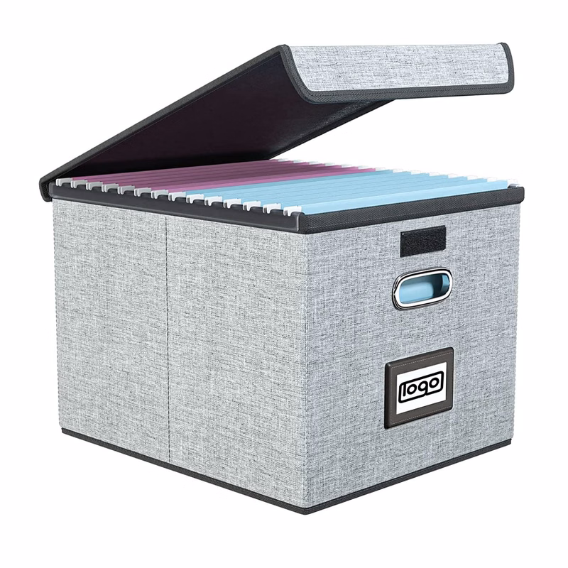 Foldable Large Storage Box for Files with Lid
