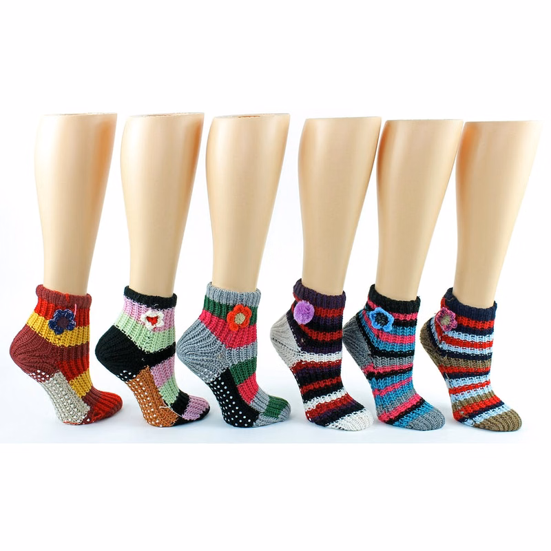 Women's Crocheted Socks - Assorted Designs No Slip