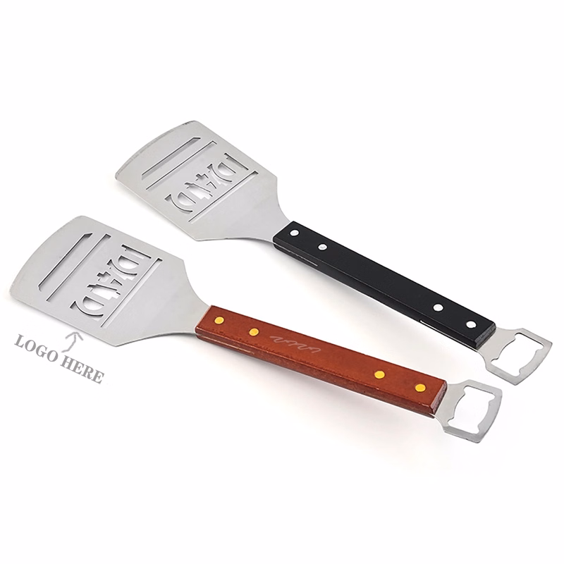Stainless Steel Spatula with Bottle Opener and Wood Handle