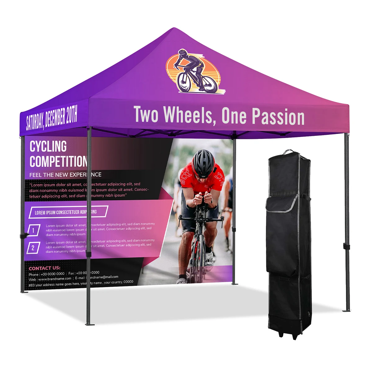 10x10ft Deluxe Black Steel Frame Tent Kit w/ Dye Sublimation Canopy+Full Back Wall 1