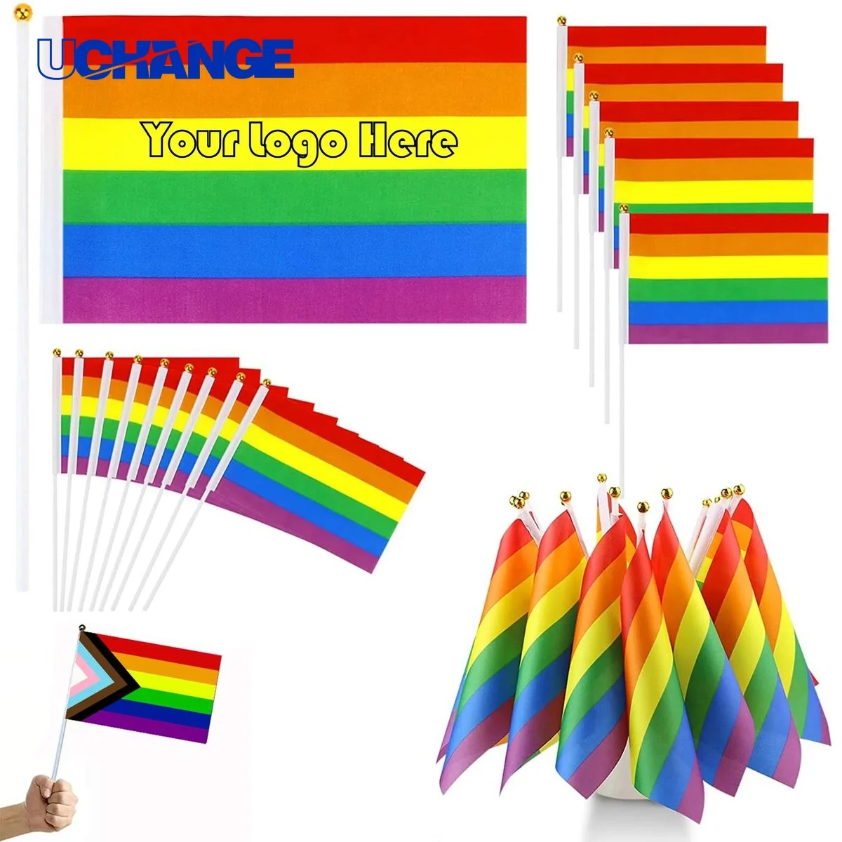Pride Hand Held Rainbow Flag 1