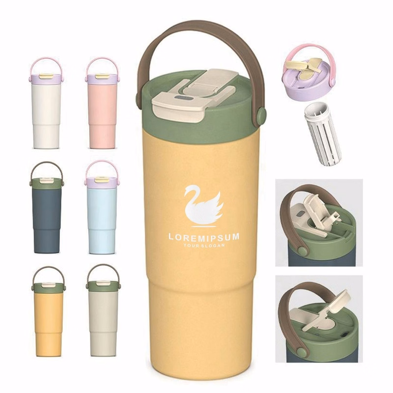 30oz Insulated Travel Tumbler, Leak-Proof Water Bottle, Double-Wall Stainless Steel Flask with Flip