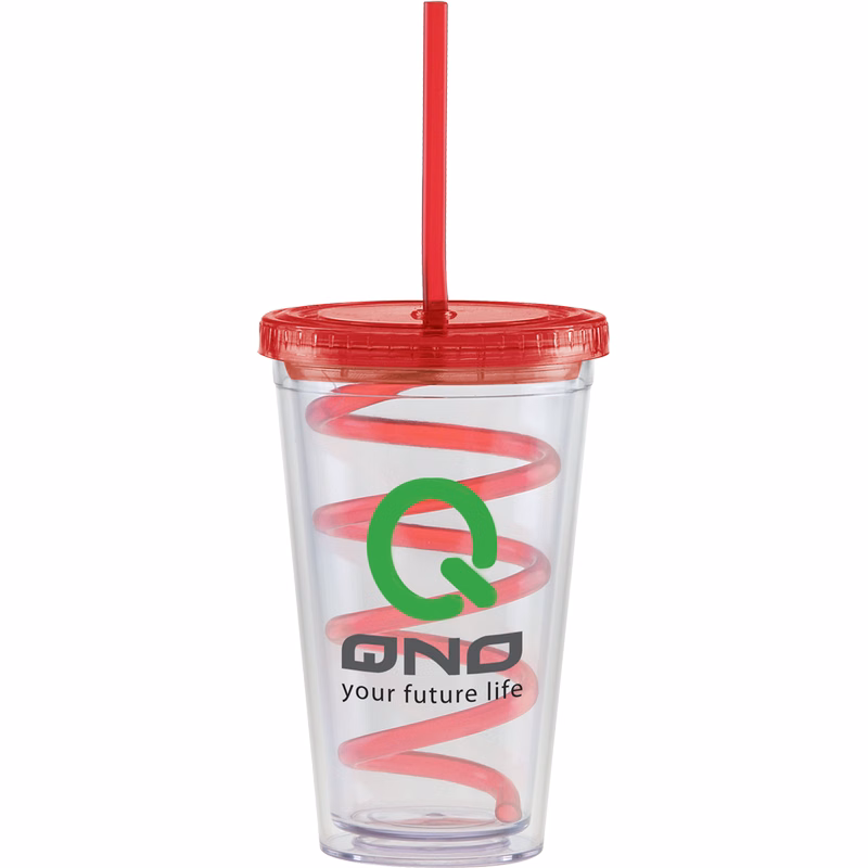 Carnival Cups-Color Curly Straw, Color Lid