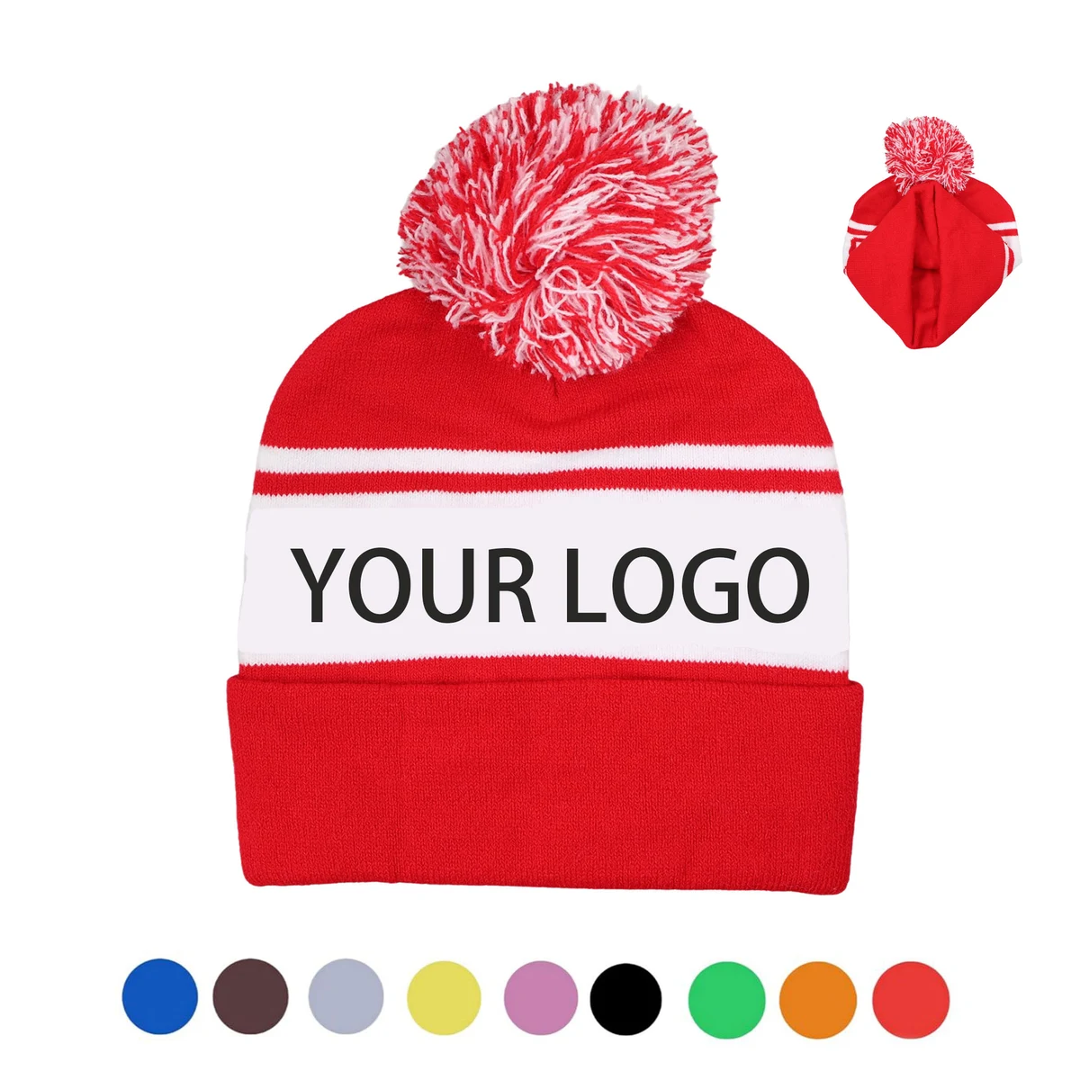 Warm Knitted Hat With Pom 1