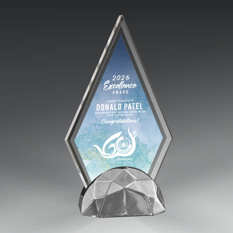 Acrylic Triangle in Metal Base 1