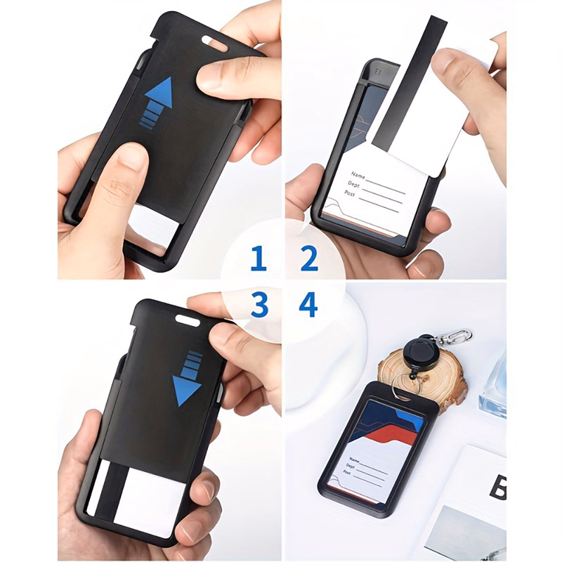Retractable PU ID card holder