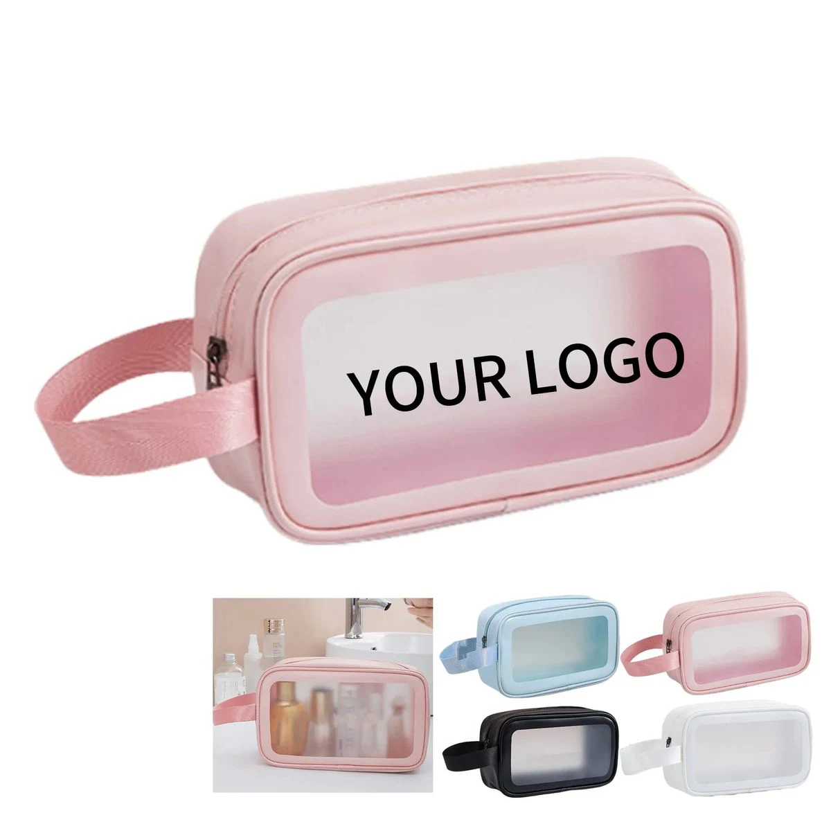 Clear Toiletry Bag 8.7 Inch for Cosmetics or Bottles 1