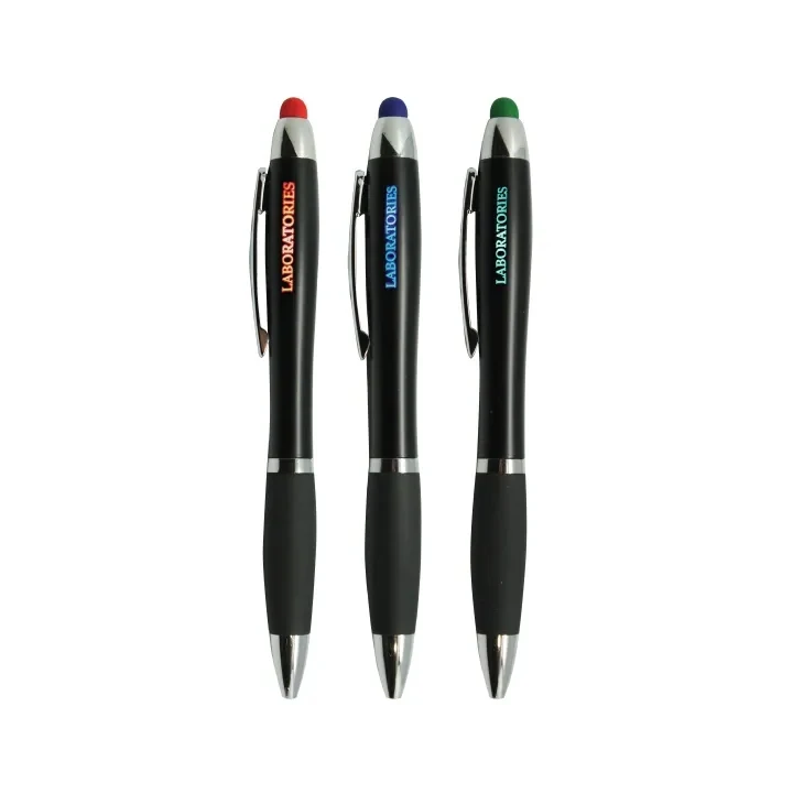 Curvy Plastic Light Up Pen with Stylus 1