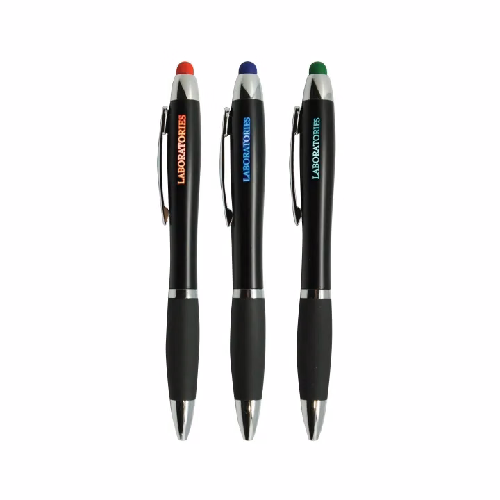 Curvy Plastic Light Up Pen with Stylus