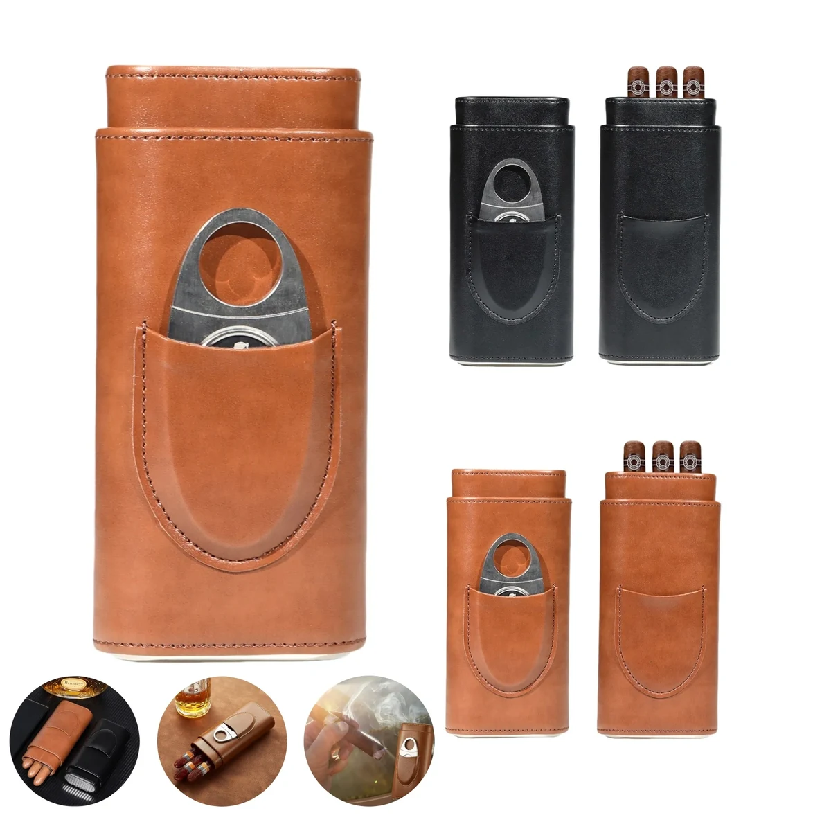 Genuine Leather Case With Cigar Cutter 1