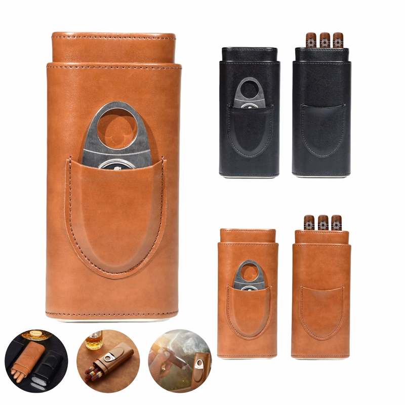 Genuine Leather Case With Cigar Cutter