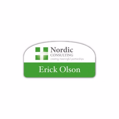 Laminated Personalized Name Badge (1.5"x3") Rectangle with Rounded Top