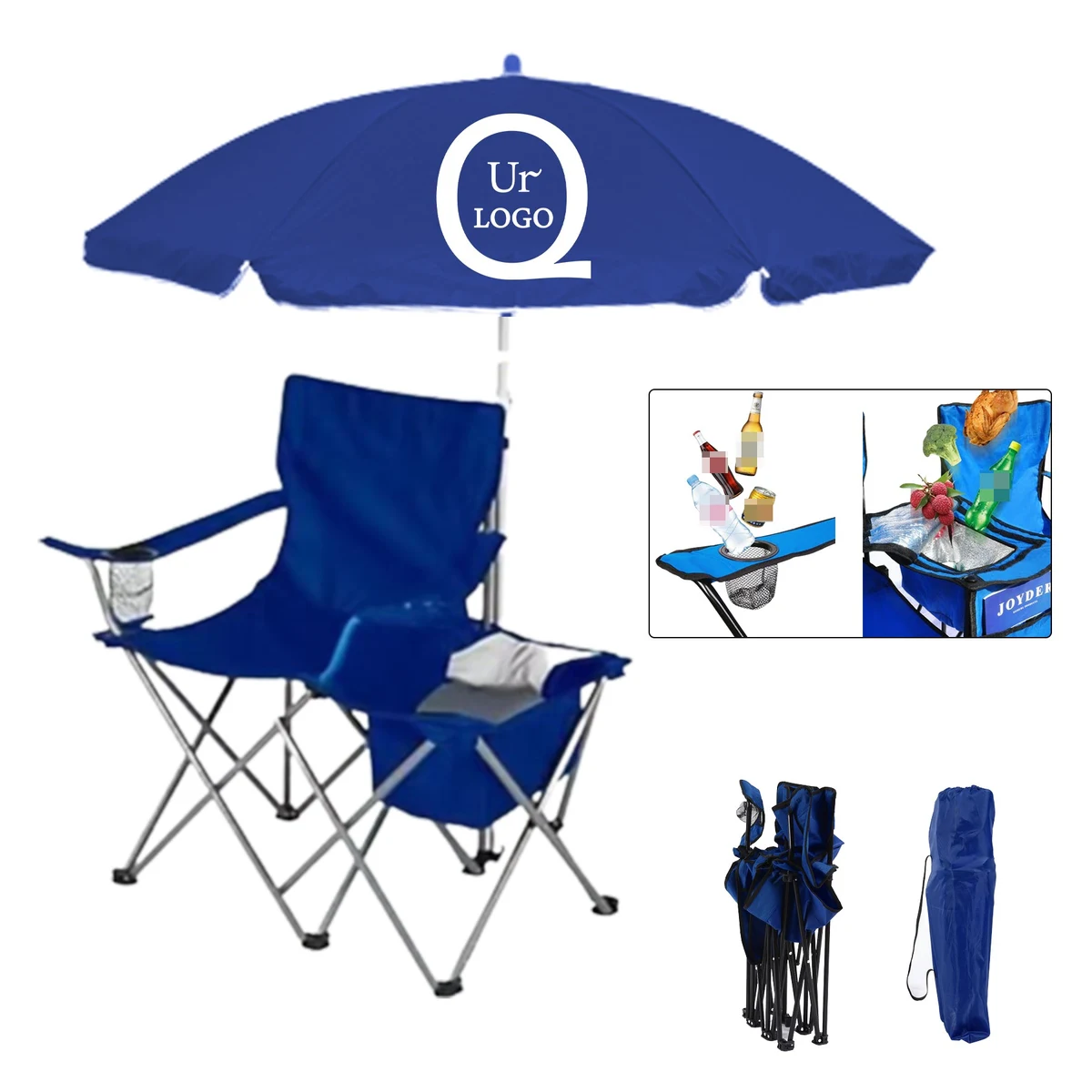 Folding Camping Chair W/ Cooler Bag And Umbrella 1