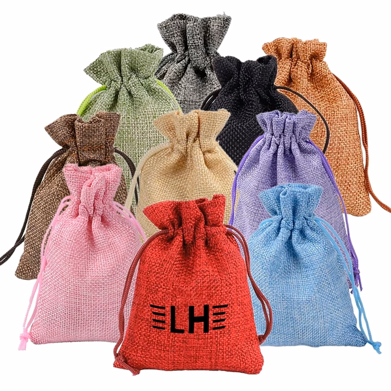 Burlap Drawstring Pocket