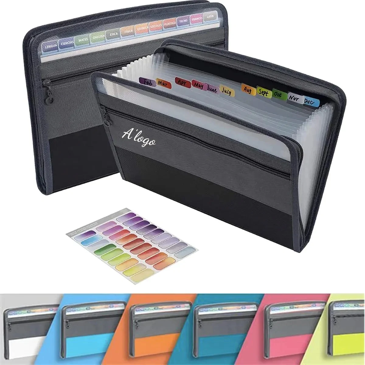 13 Pocket Expanding File Folder with Sticky Labels 1