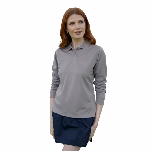 Women's Vansport Omega Long Sleeve Solid Mesh Tech Polo