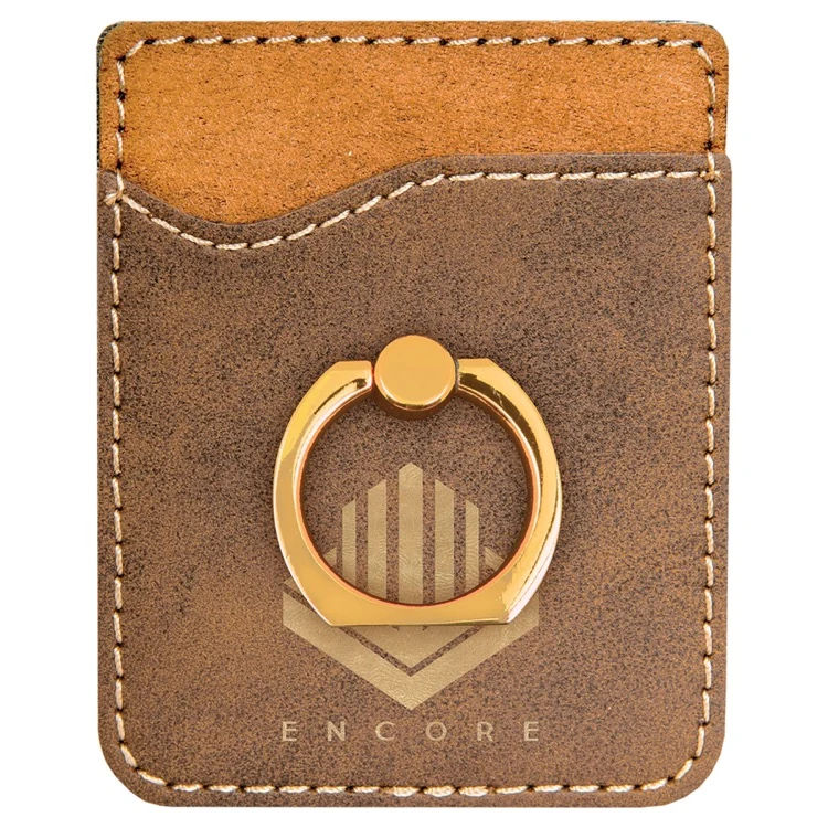Rustic/Gold Leatherette Phone Wallet with Gold Ring 1