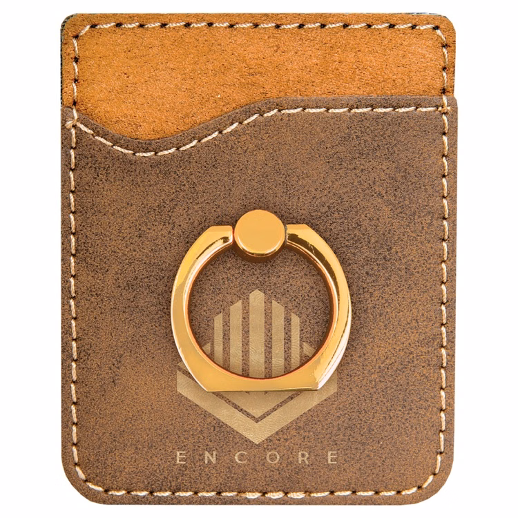 Rustic/Gold Leatherette Phone Wallet with Gold Ring