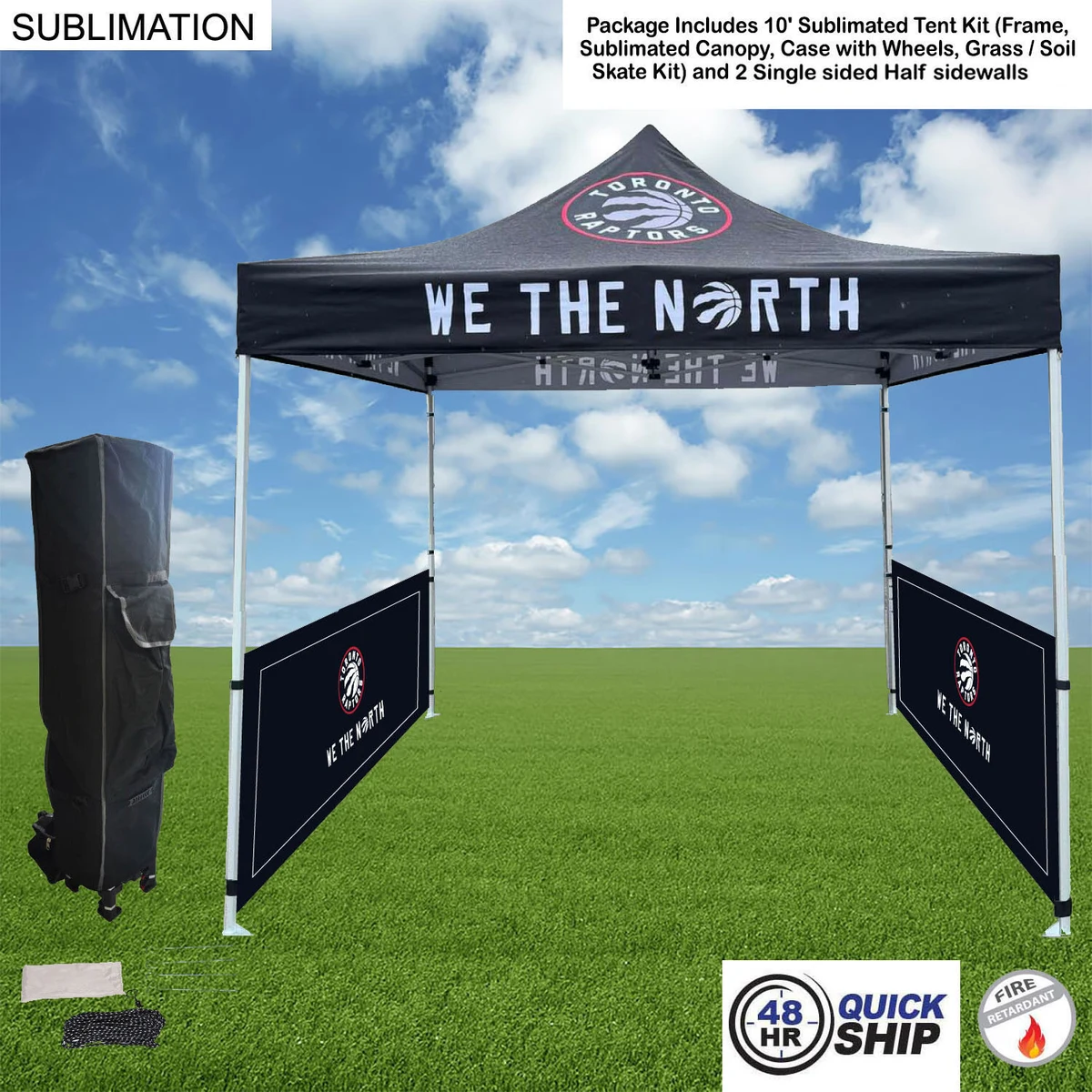 48Hr Quick Ship - Tent Sidewalls Package,10' Sublimated Tent Kit and 2 Half single sided sidewalls 1