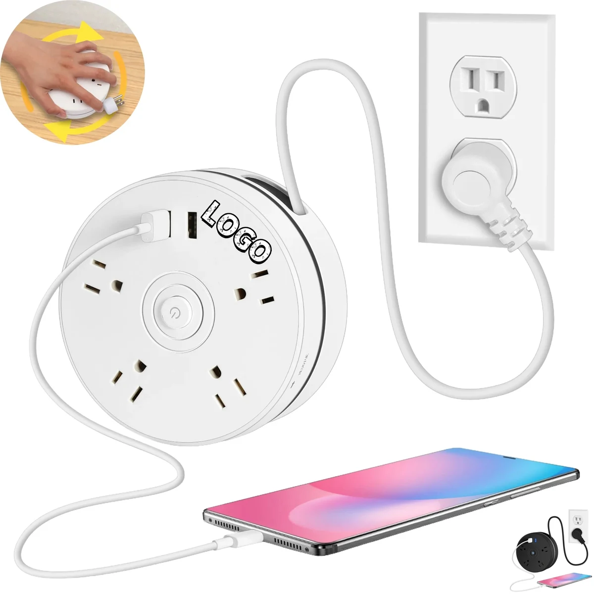 FCC Retractable Extendable Multi-Position Power Strip 1