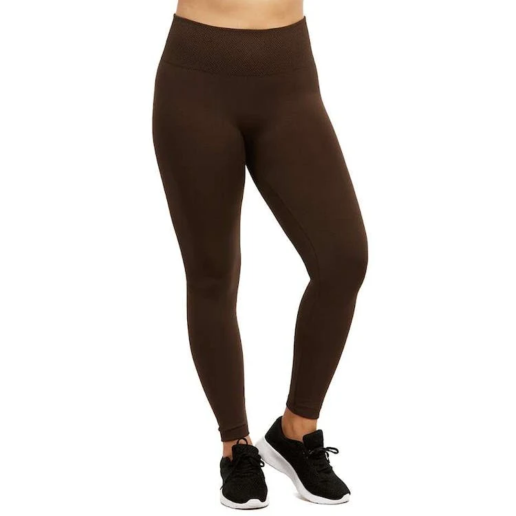 Women's High Waist Fleece Leggings - Coffee Extra-Wide Band XL 1