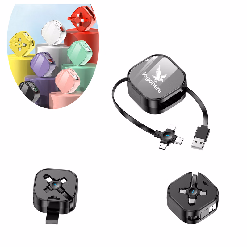 Fast Charging 3 in 1 Retractable Cable with Phone Stand