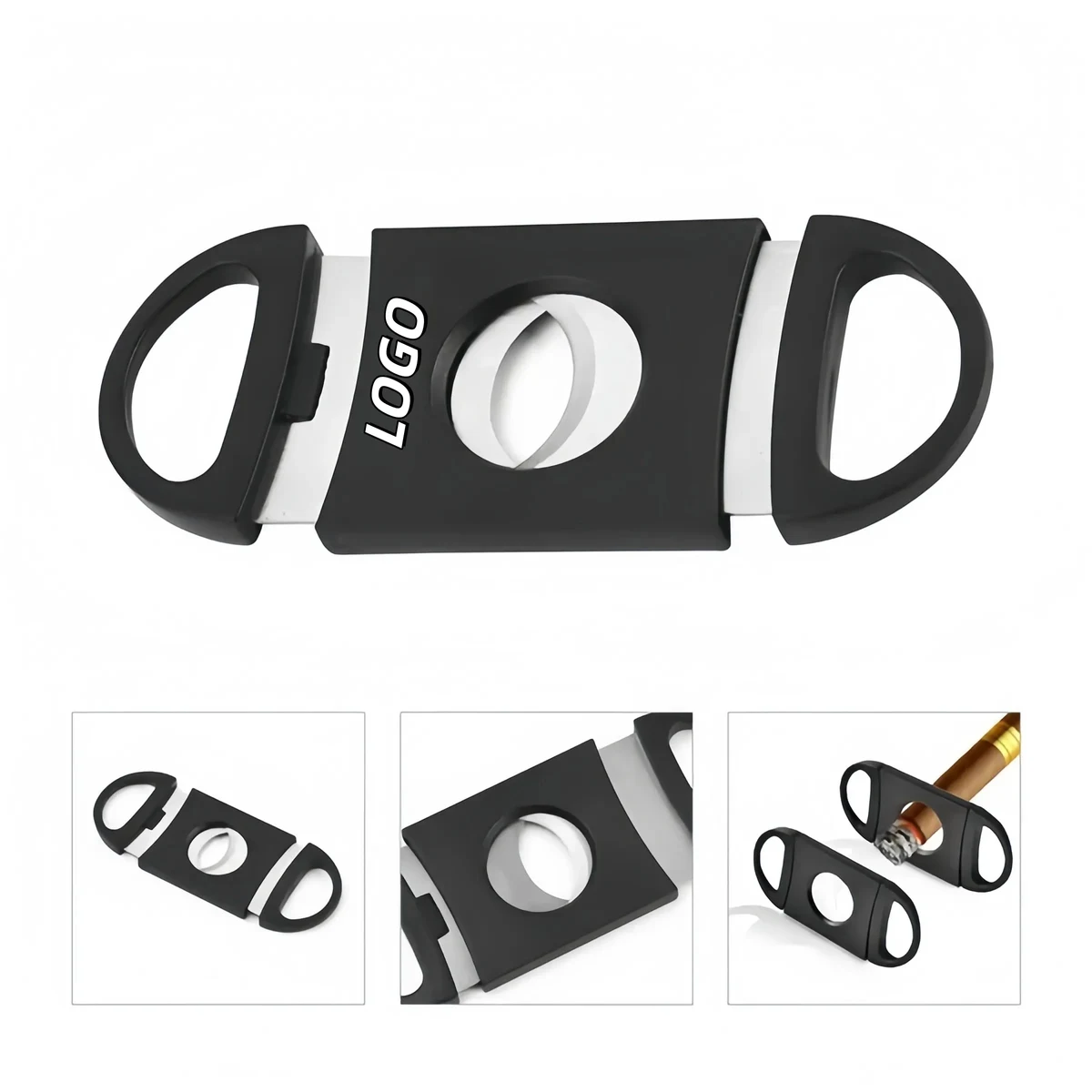 Custom Black Cigar Cutter Double Blade Guillotine 1