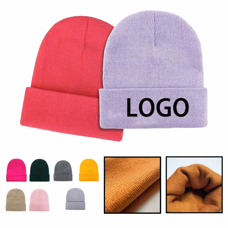 Warm Embroidered Knit Hat