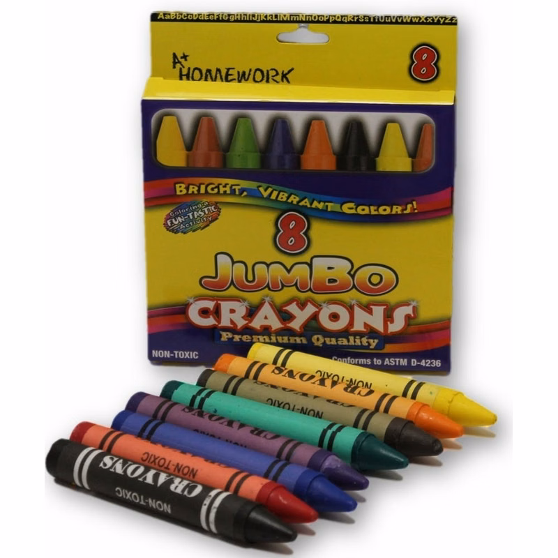 Jumbo Crayons - 8 Packs Bright Colors