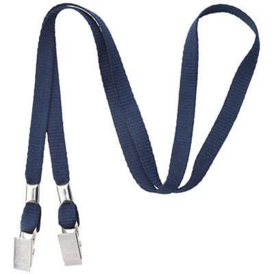 3/8" Blank Double Ended Lanyard w/Bulldog Clip (Navy Blue) 1