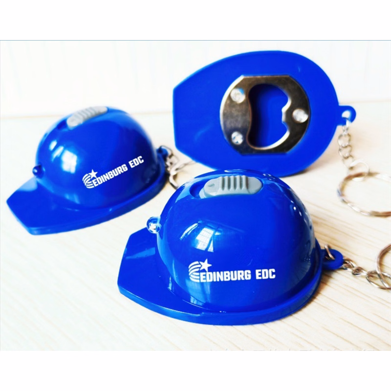 LED Hard Hat Keychain with Bottle Opener