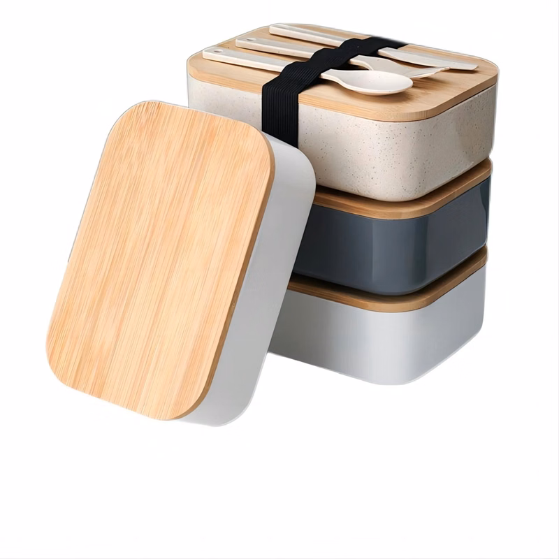 Wheat Straw Wooden Cover Lunch Box