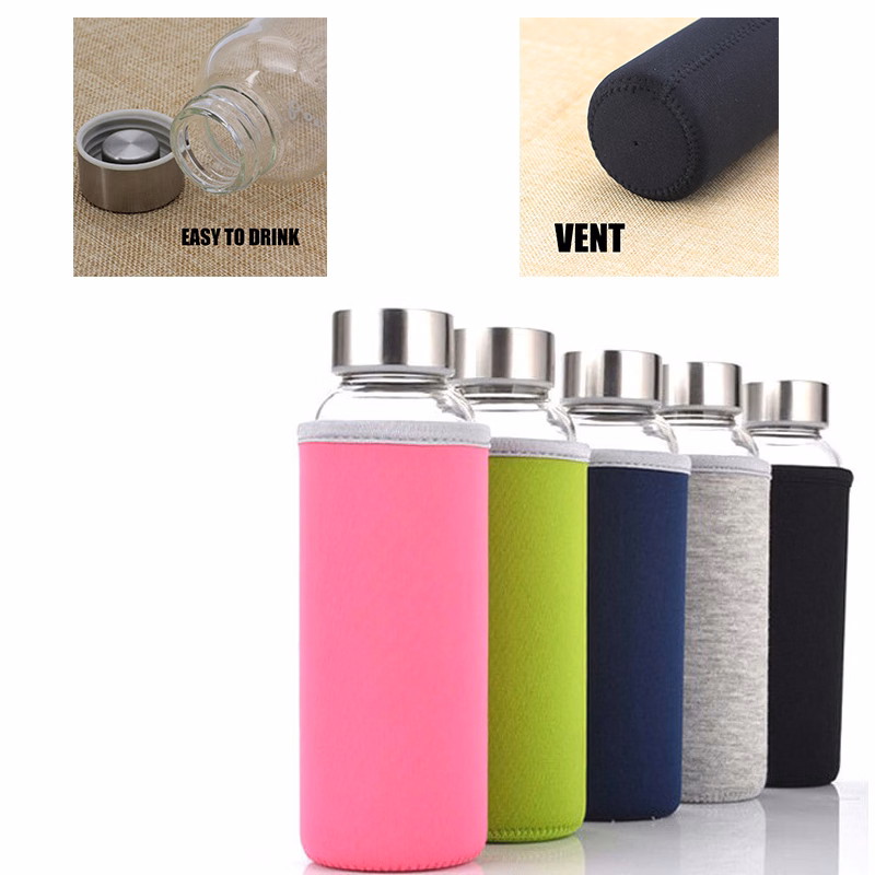 High Borosilicate Sports Water Bottle Glass Cup