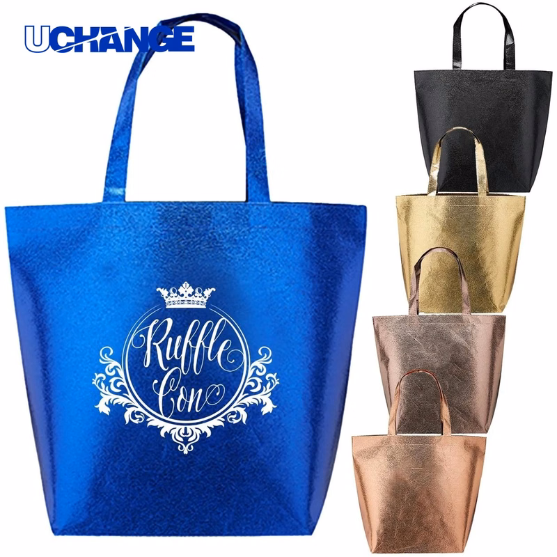 Metallic Non-Woven Shopping Tote Bag Premium Finish Promo Tote