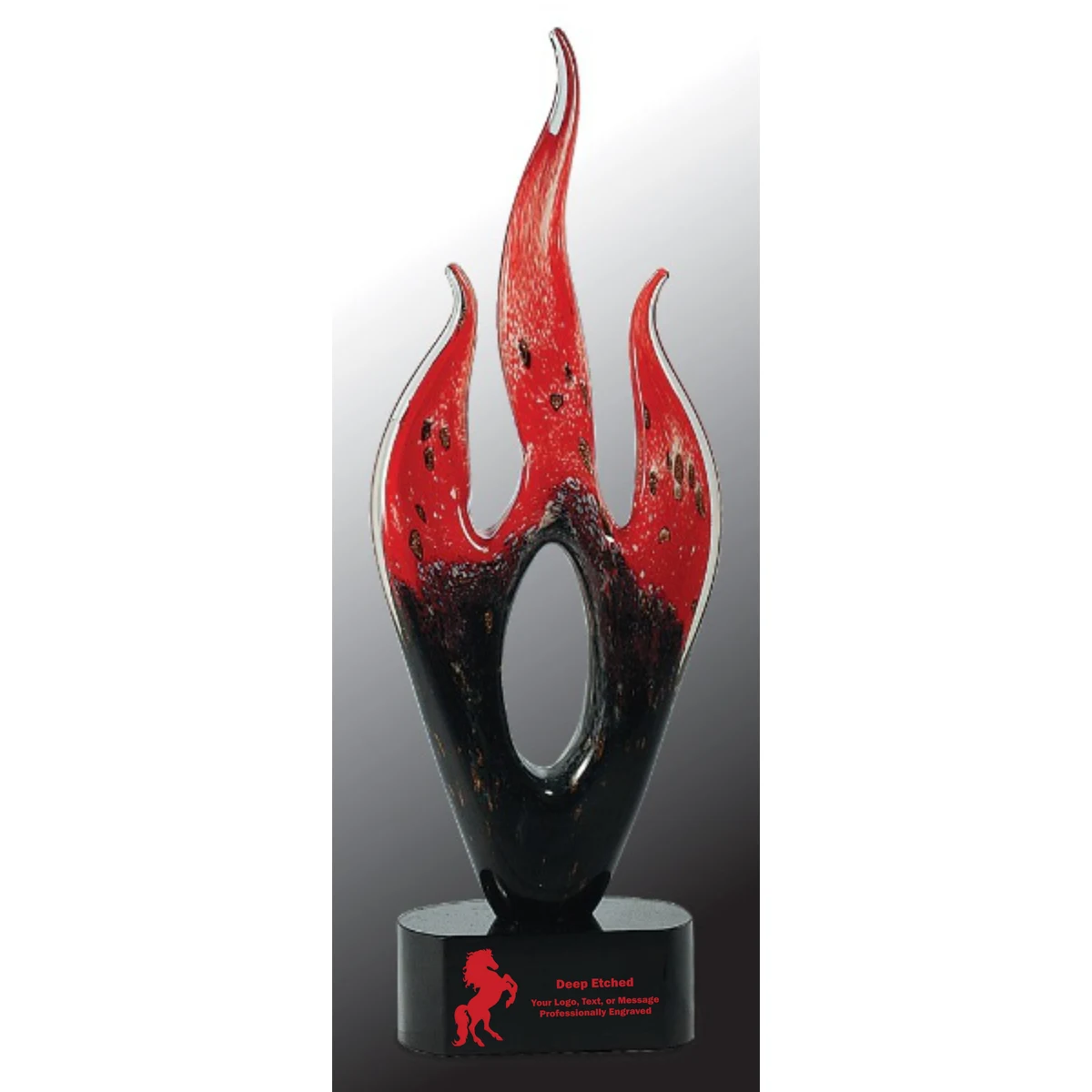 16" Red & Black Flame Art Glass Award 1