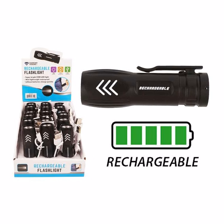 Rechargeable Mini COB LED Flashlight - Black