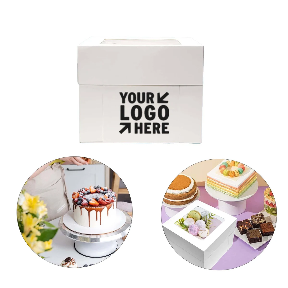 10 x 10 x 8 Inches, White Cake Bread Box With Board 1