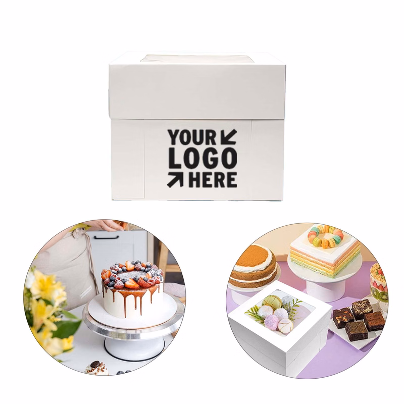10 x 10 x 8 Inches, White Cake Bread Box With Board