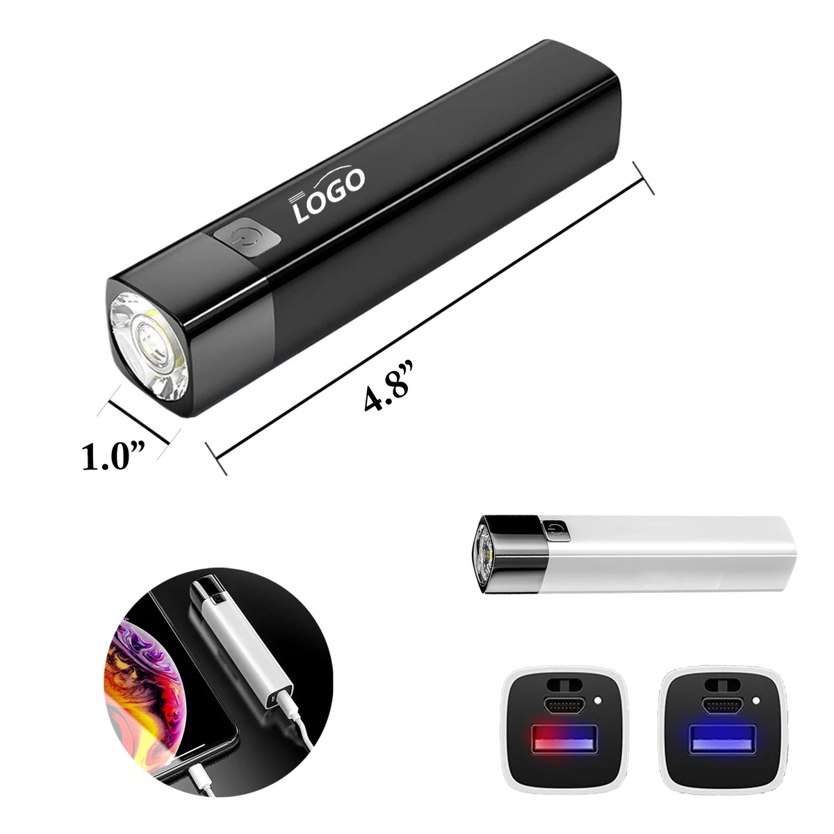 800mAh ABS Flashlight Power Bank 1
