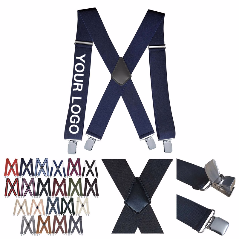Durable X Back Suspenders with Metal Clip Attachments