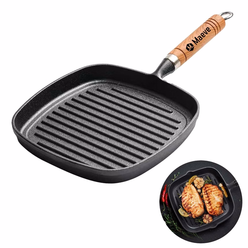 Household Frying Pan With Wooden Handle