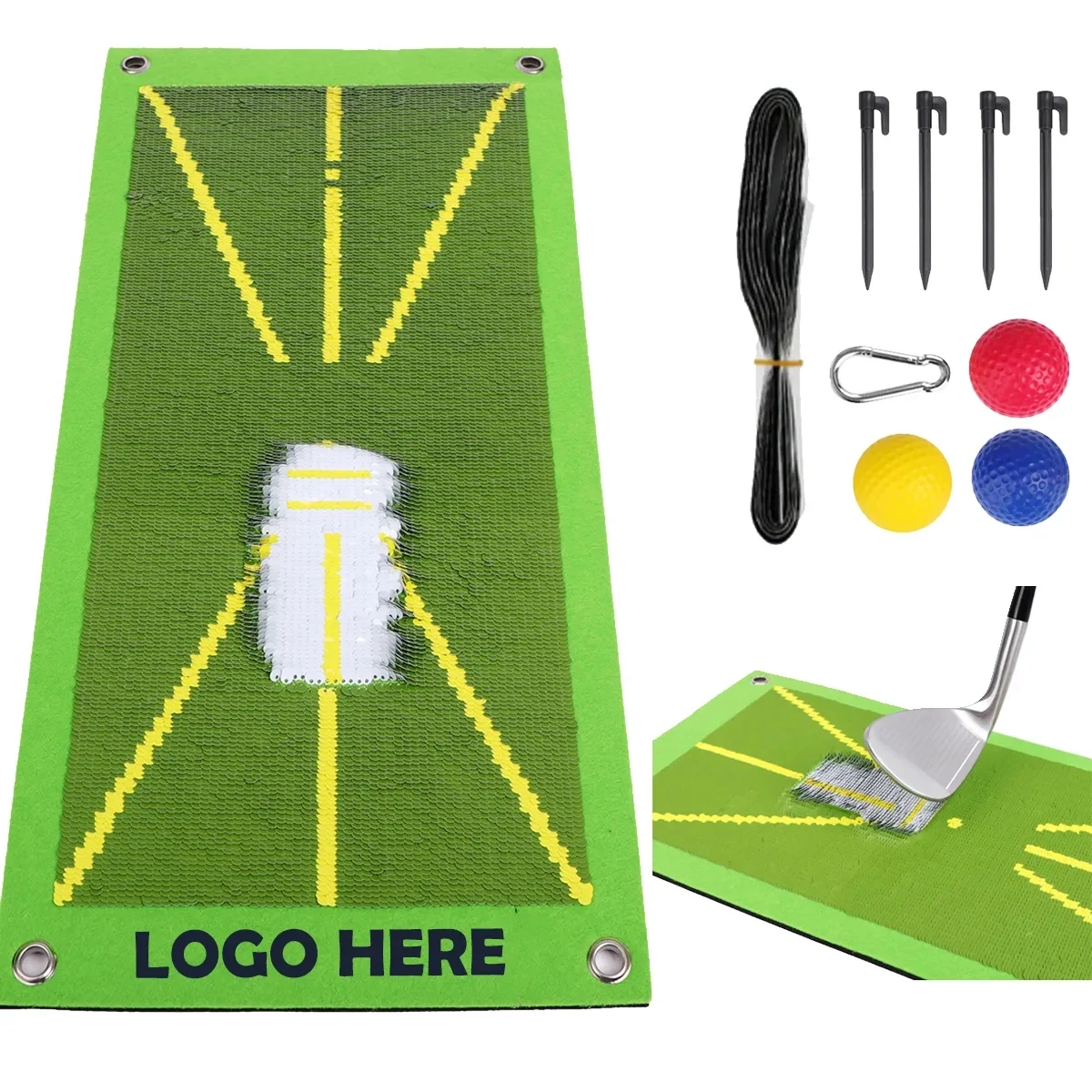 Training Aid Indoor Sequins Practice Golf Mat For Swing 1