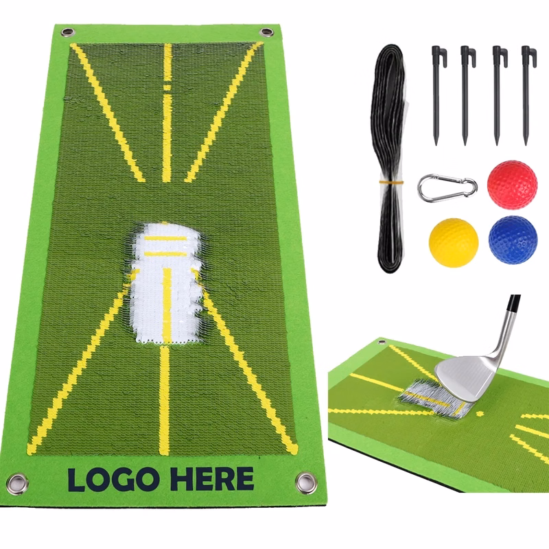 Training Aid Indoor Sequins Practice Golf Mat For Swing