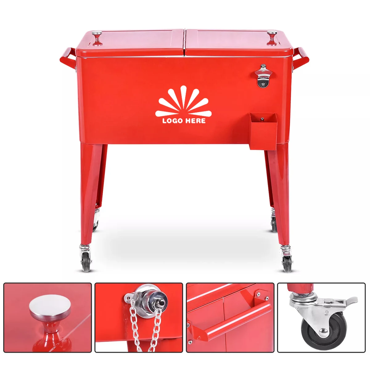 80 Quart/75 L Portable Rolling Cooler Cart with Wheels 1
