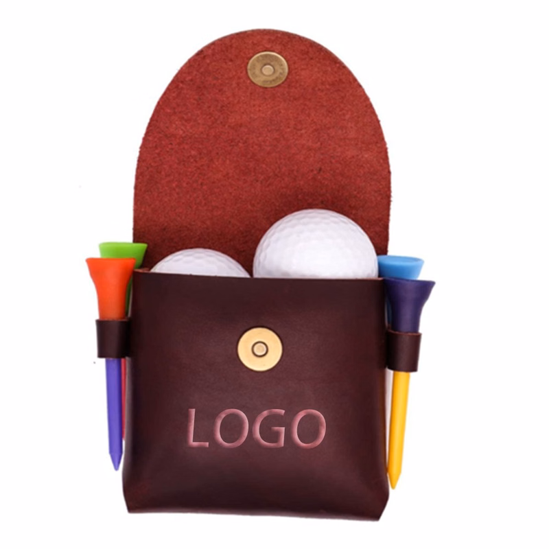 Vintage Leather Golf Ball Holder Bag