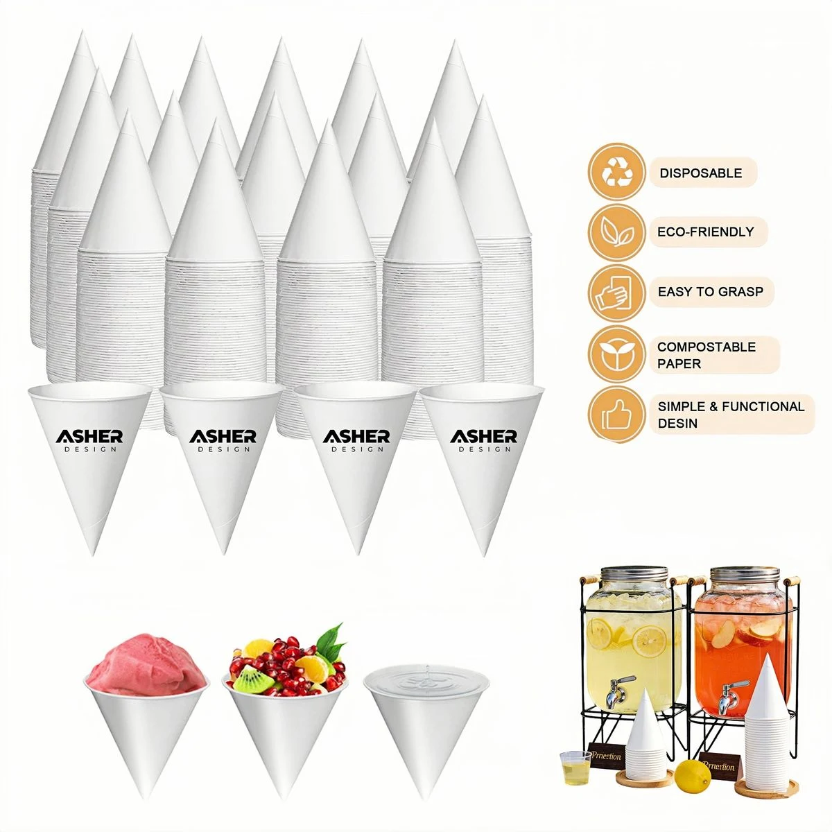 Custom 4.5oz Disposable Cone Water Cup Low MOQ 1