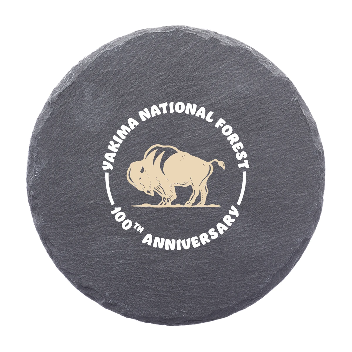 Valentia Round Slate Coaster (2 Color Imprint) 1